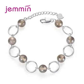 

Unique 925 Sterling Silver Bead Loop Strand Woman Girl Bracelets Ball Round CZ Crystal Elegant Date Appointment Bangle Wristband