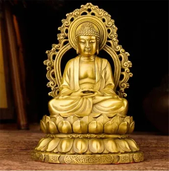 

COPPER STATUE Tibet Buddhism Pure Bronze Copper Sakyamuni Shakyamuni Amitabha Buddha Statue