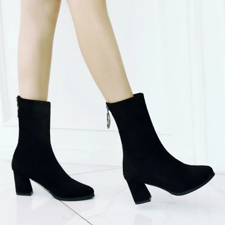 

Big Size 9 10 11-17 boots women shoes ankle boots for women ladies boots shoes woman winter Solid color suede back zipper