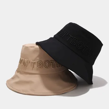 

Spring new three-dimensional letter embroidery sun hat women Korean simple big along fisherman hat outdoor leisure basin caps