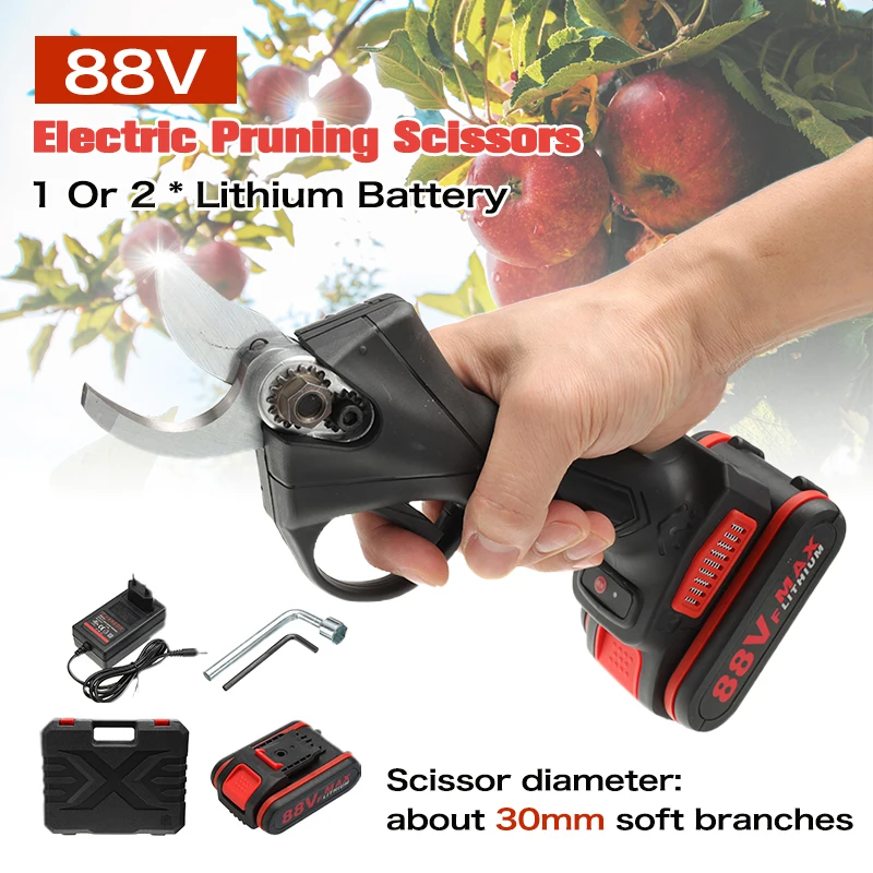 

NEW 88V Cordless Pruner Lithium-ion Pruning Shear Efficient Fruit Tree Bonsai Pruning Electric Tree Branches Cutter Landscaping