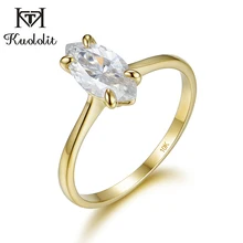 Kuololit 100% Natürliche marquise Moissanite 10K Gelb gold Ringe für Frauen Solitaire ring für versprechen Anniversary geschenk für sie