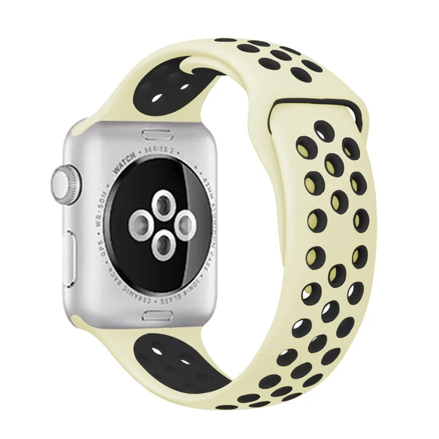 Strap for Apple watch series 7 45mm 41mm 38mm 40mm silicone watchband bracelet correa on smartwatch 6543 se 44mm 42m accessories Custard Black