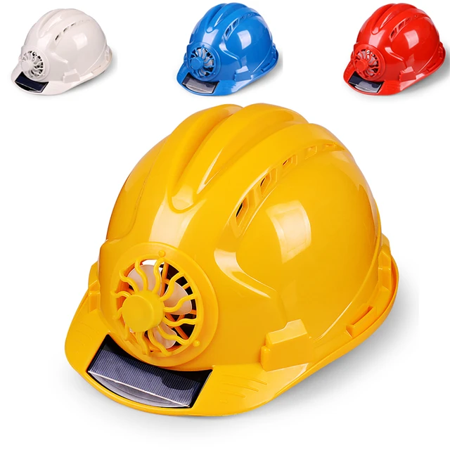 Casque de travail à ventilateur solaire, protection solaire réglable, pour  ingénieurs en Construction, casque de sécurité pour hommes - AliExpress