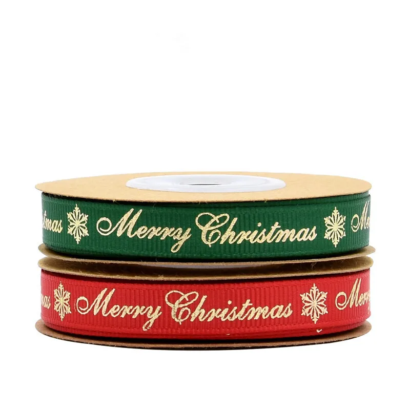 

10Y 10MM Merry Christmas Printed Ribbon Gift Wrapping For Christmas Wedding Decor DIY Craft Cake Gift Bow-knot Packing Ribbon