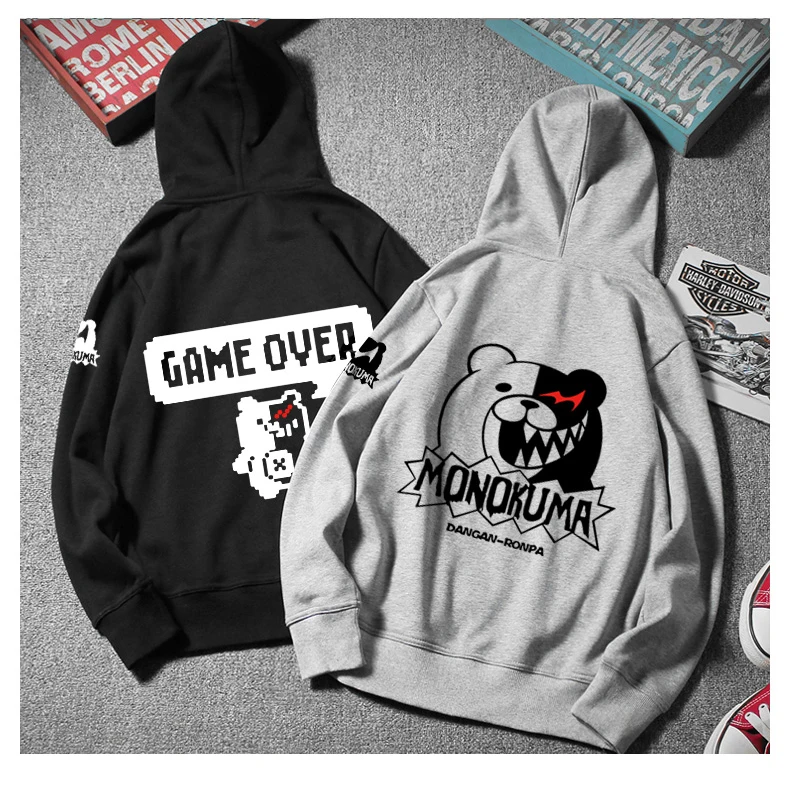 Danganronpa куртка с капюшоном Косплей Монокума Dangan Ronpa эффект красных глаз медведь хлопчатобумажная трикотажная рубашка мужские и женские пальто