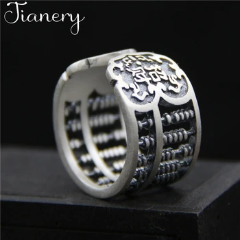 

JIANERY Vintage Retro 925 Sterling Silver Abacus Beads Rings For Women Open Finger Rings Bridal Wedding Jewelry Anillos Mujer
