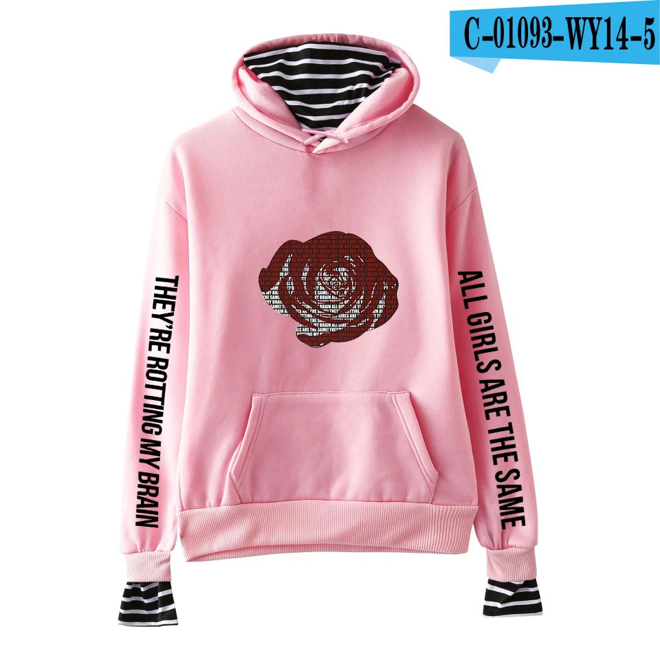 Juice Wrld Толстовка с длинным рукавом Harajuku в полоску Juce Wrld Толстовка Kpop Fake two Hoodies Толстовка для мужчин/женщин Весна хип-хоп R.I.P - Цвет: pink