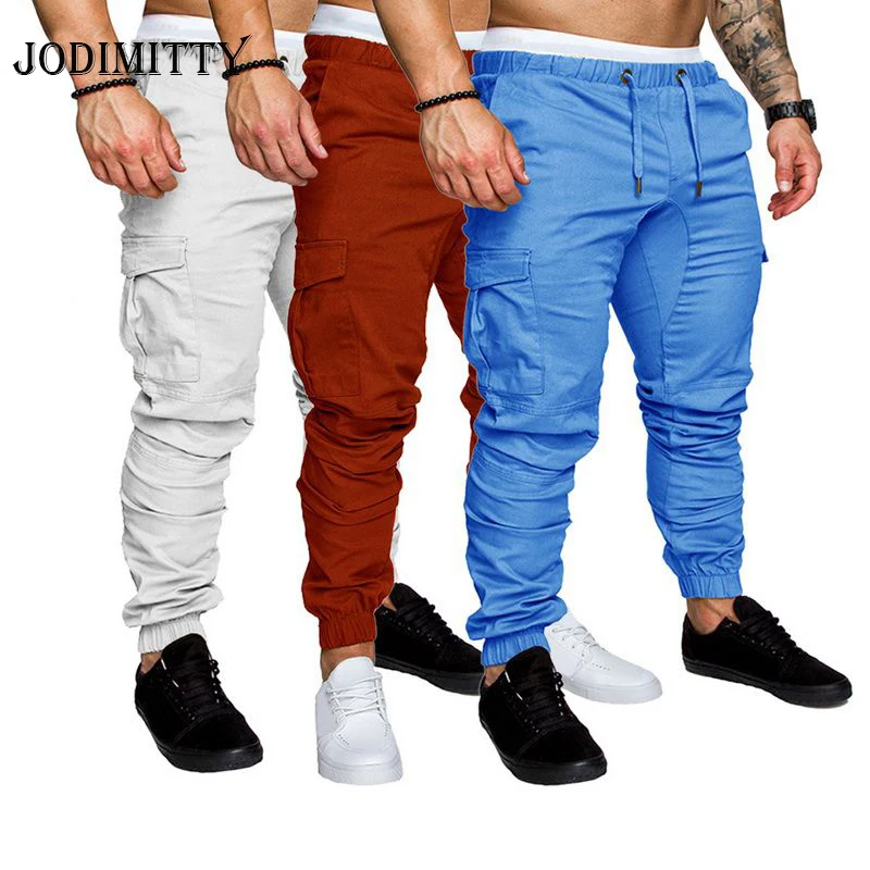 60% OFF Jodimitty Casual Joggers Pants Solid Color Men Cotton Elastic Long Trousers Pantalon Homme Military Cargo Pants Fashion Leggings