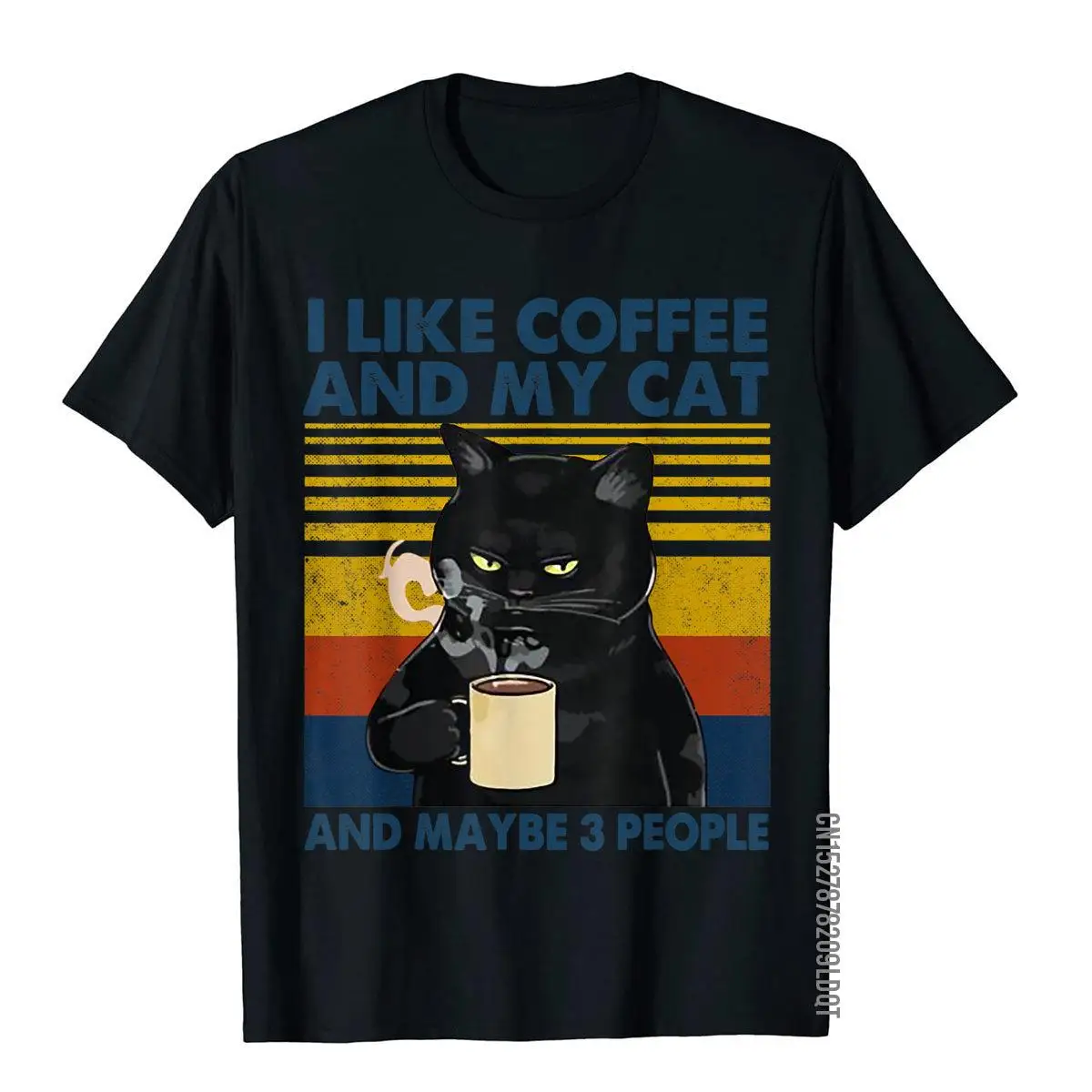 I Like Coffee My Cat and Maybe 3 People Funny Cat Lover Gift T-Shirt__B10894black