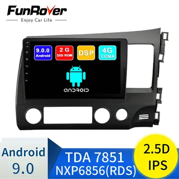 

FUNROVER android 9.0 2.5D+IPS car dvd multimedia player For right drive Honda Civic 2006-2011 radio gps navi navigation radio BT