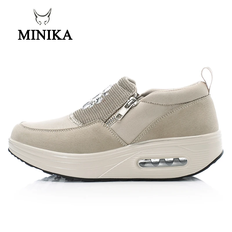 

Sneakers Minceur Women Air Cushion Outdoor Sport Shoes Zipper Women's Fitness Sneakers Rhinestone Vamp Soft Winter Shake Shoe