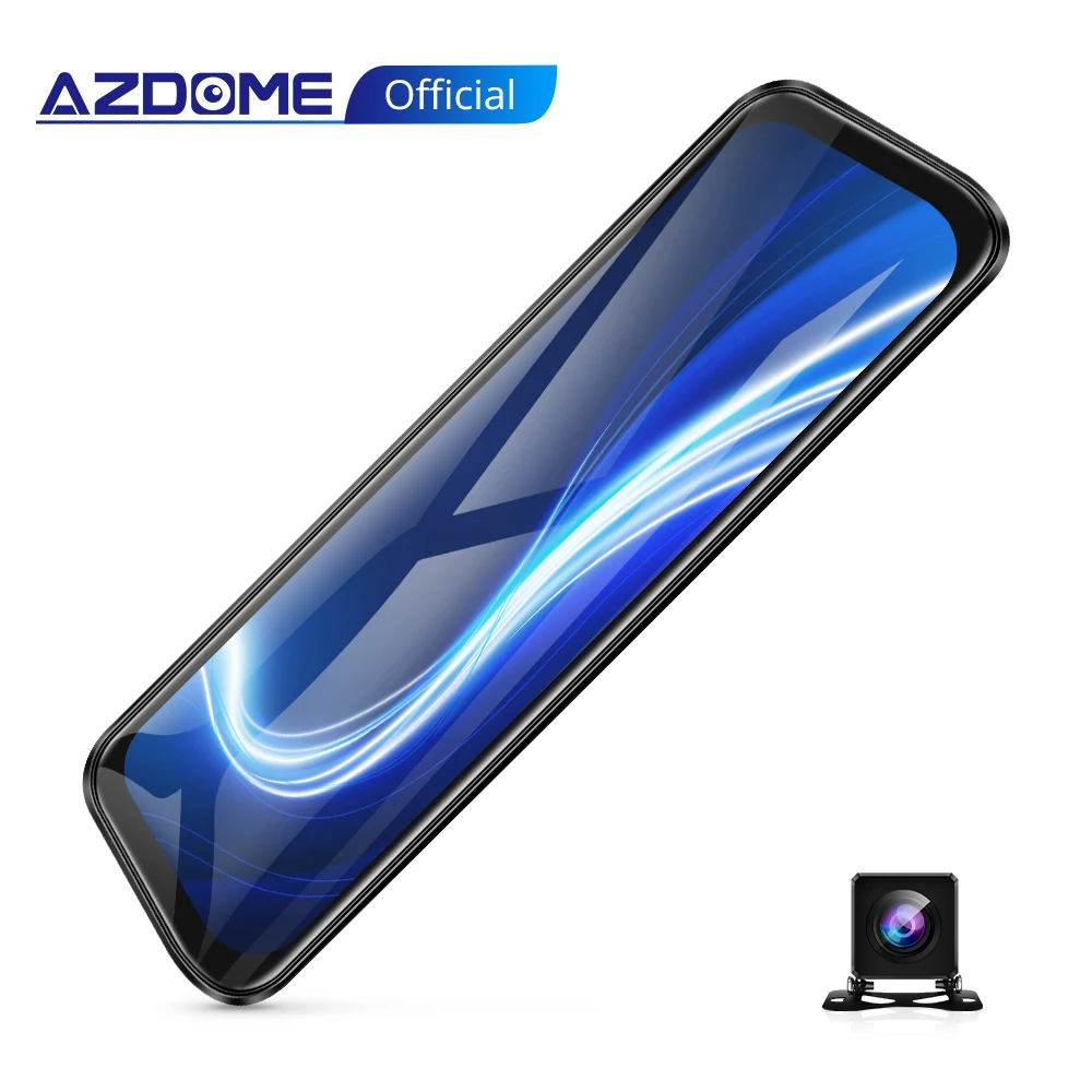 

AZDOME Mirror Dash Cam Front and Rear Dual Dash Camera for Cars 10" Full Touch Screen 1296P Night Vision Backup Camera, G-Sensor