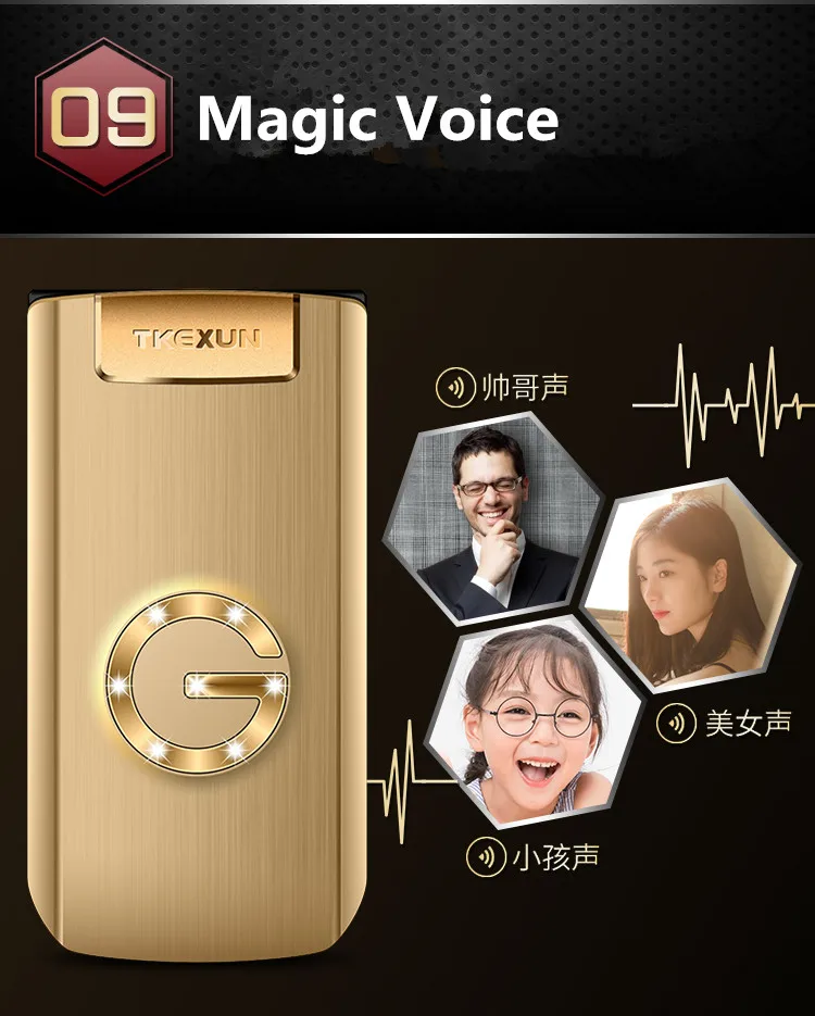 TKEXUN G9000, флип, 2,6 дюймов, сенсорный экран, мобильный телефон, 3800 мАч, большая клавиатура, две sim-карты, фонарик, волшебный голос, милый мобильный телефон