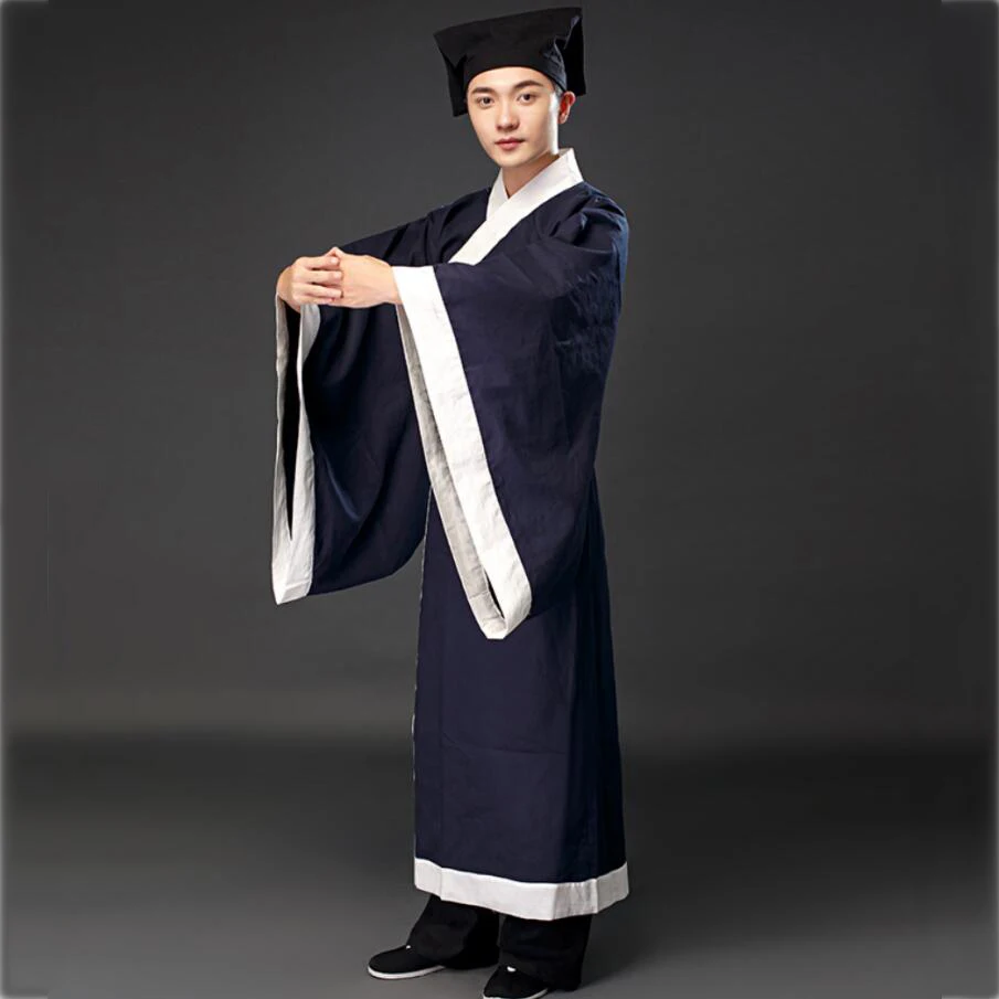 

Китайский традиционный Танг костюм Hanfu длинное платье для мужчин длинный рукав мужской Халат сценическая одежда Кино ТВ Косплей Костюм