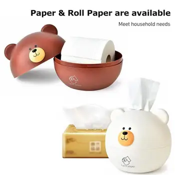 

Cute bear tissue box Nordic Roll paper storage box Round Shaped Tissue Box Container Towel Napkin Tissue Holder home decoration