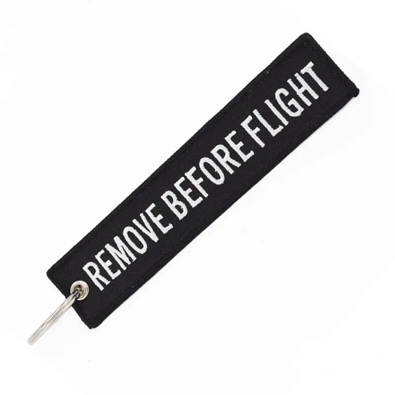 Авиации remove Before Flight двухсторонний брелок с вышивкой парусиновая автомобильный шнур брелок для ключей для Mercedes AMG abarth honda Toyota - Название цвета: black