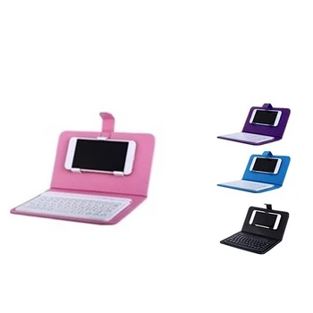 

Portable PU Leather Keyboard Cover Case Wireless Bluetooth Keyboard for iPhone Android Cell Phone