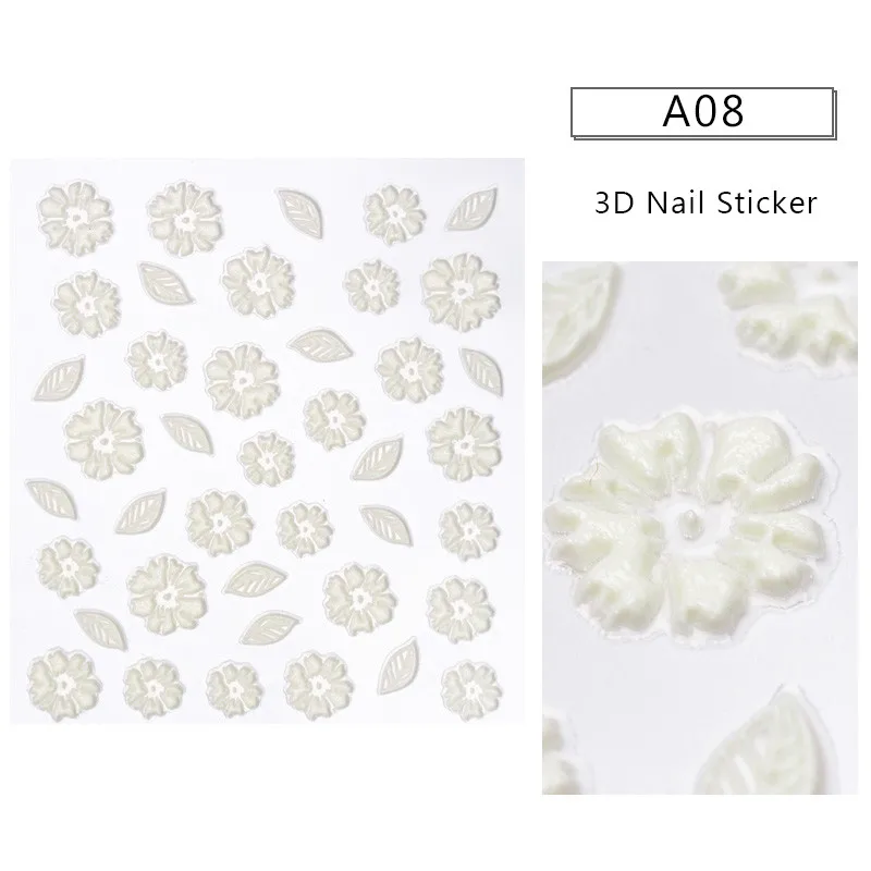 RBAN ногтей 3D гравировка цветочным узором стикер для ногтей DIY Декор амулеты акриловые наклейки для ногтей тисненый цветок форма инструмент для украшения ногтей - Цвет: S06515