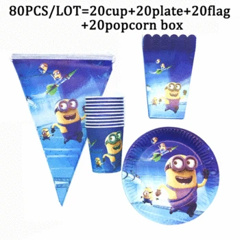 

Minions Party Popcorn Box For Family Party Supplies Paper Cup Plate Napkins Disposable Tableware Set Minion Party Decorate Set