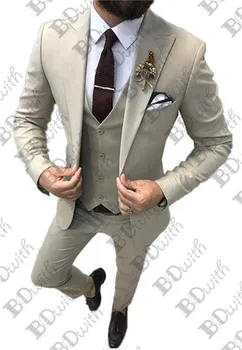 

Handsome One Button Men Suits Peak Lapel 3 Pcs Suits for Men Prom Tuxedo Slim Fit Groom Wedding Suits For Men Custom Blazer