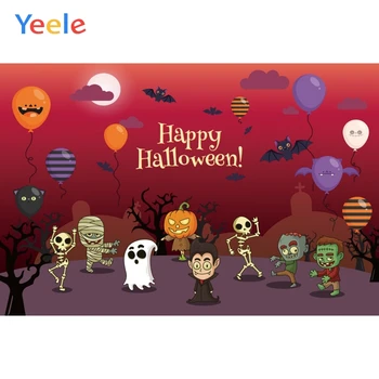

Yeele Halloween Scary Party Zombies Moon Skull Bats Photography Backdrops Personalized Photographic Backgrounds For Photo Studio