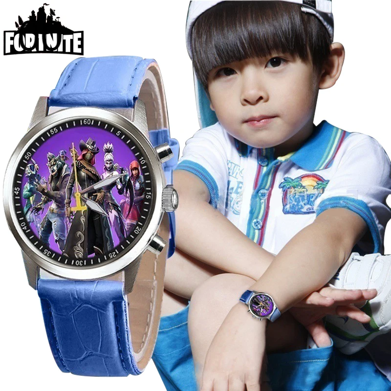 Fortnite-Reloj de cuero de cuarzo Unisex, cronógrafo con personalidad creativa para niños, tendencia de moda, resistente al agua, regalo de Navidad