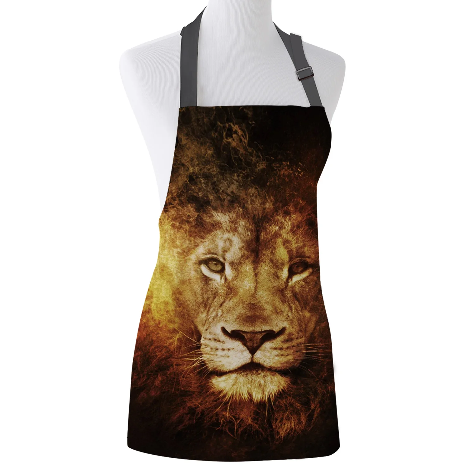 Lion Aprons Adjustable Canvas Female Unisex Apron Baking Barbecue Bib