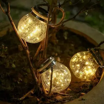 

3x Solar Sensor Crack Bottle Light Straw rope Handle hanging Lamp 600mAh villa garden lawn terrace Decors Outdoor Party Light