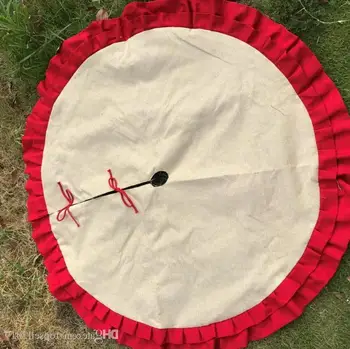 

Christmas Tree Skirt Decoration Ornament with Lace Wrinkle Canvas Linen Burlap Xmas Home Decor Wholesale