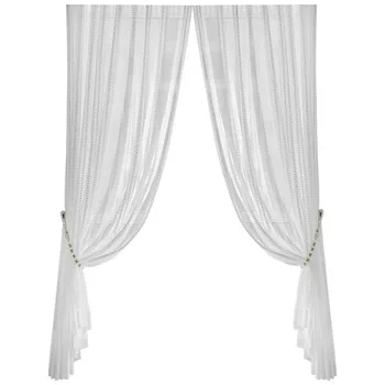 

Embroidery White Sheer Curtains for Living Room Luxury 1 Piece Lace Jacquard Polyester Yarn Bedroom Curtain Kitchen Window Decor