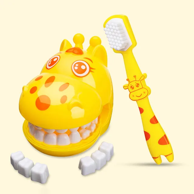 Cute Giraffe Modeling Dental Doctor Toys Role-playing Games Set Tooth Brush Pretend Play Hospital Kids Toys for Children Gifts 1