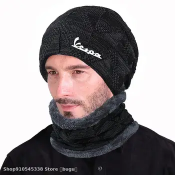 

New Motorcycle Cap+Bib Winter Windproof Warm Riding fit for vespa Outdoor Riding Casual Plus Velvet Knit Cap Scarf plus thick