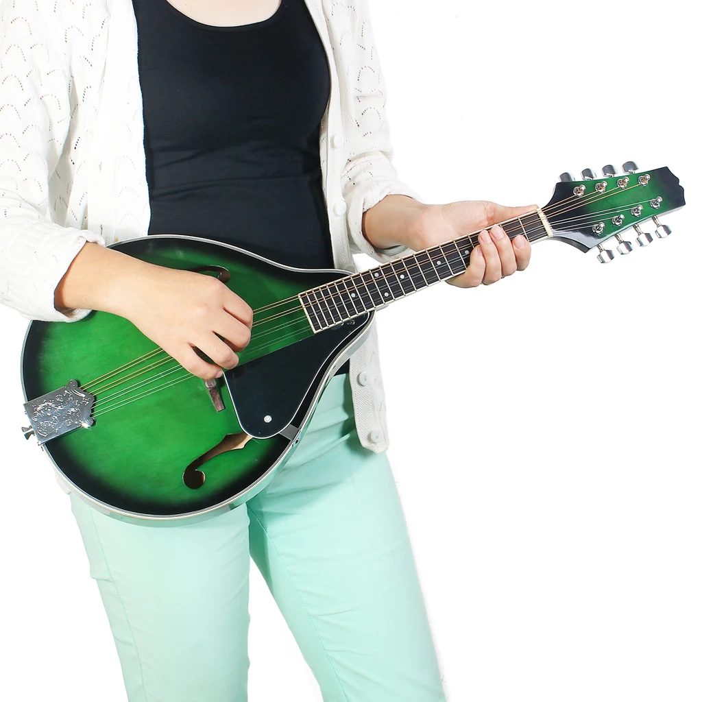 8 String Acoustic Mandolin Folk Instrument for Beginner Music Lovers Green