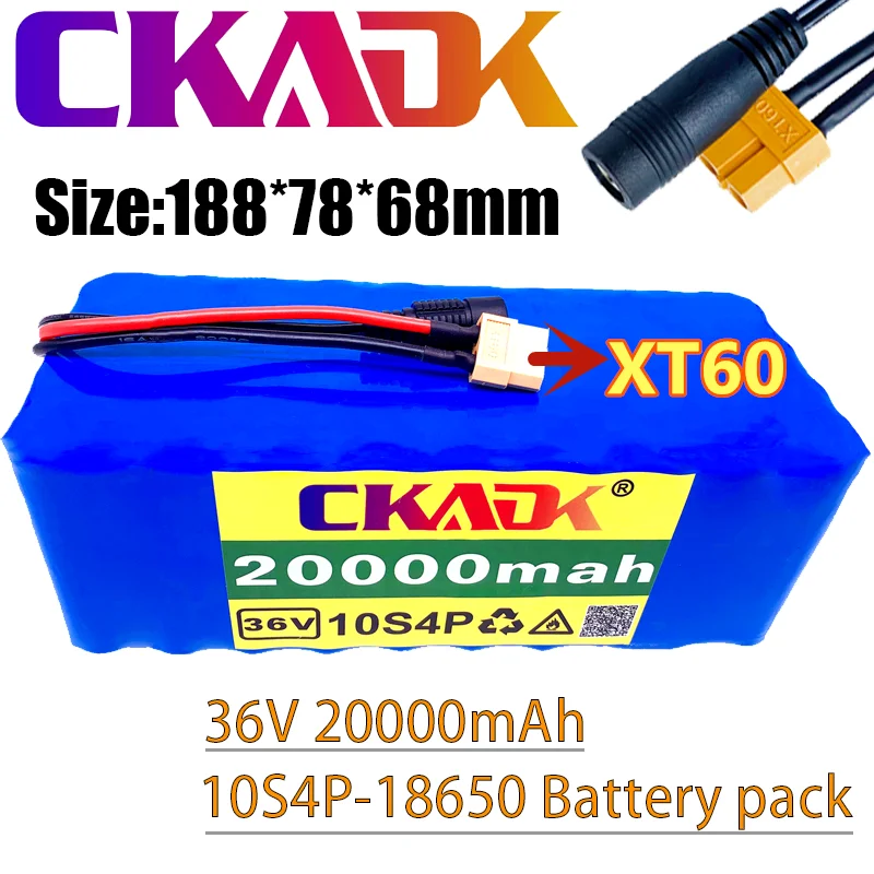 36В 10s4p аккумулятор 20Ah 1000W 42V 20000 MAH XT60 разъем Электрический велосипед BMS |
