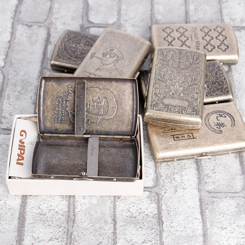 Мужские карманные коробки с чехол для сигарет, держатели для сигарет, металлические коробки для сигарет, винтажные подарки для мужчин