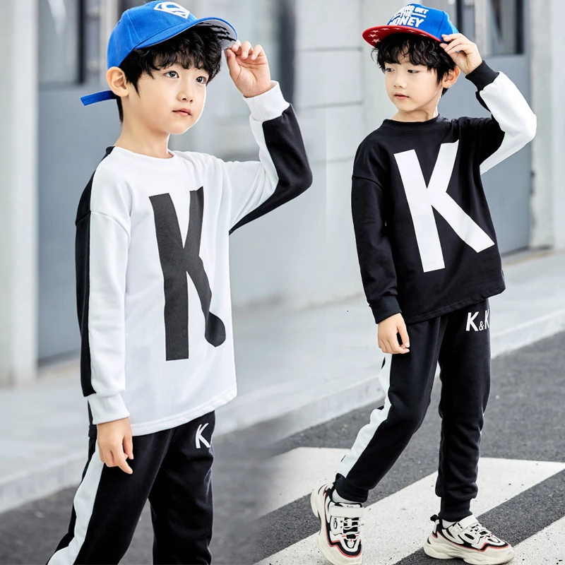 

KK O-Neck Active Kid Clothes Cotton Long Sleeve Coat Children Boys Clothes Ropa Sweatshirt Sets Clothing Winter Outfits 3T-13T