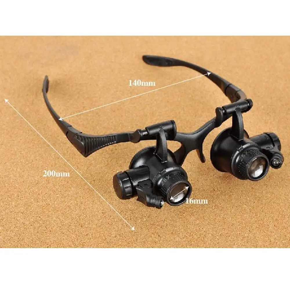 

Double Eye Jewelry Watch Repair Magnifier Loupe Glasses With LED Light LED Double Loupe Glasses Loupe Glasses