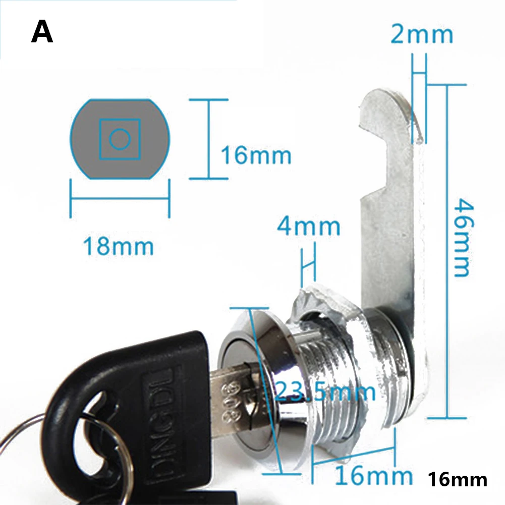 16 мм 20 мм 25 мм 30 мм+ 2 ключа Cam замок двери шкафа почтовый ящик для писем для выдвижного ящика шкафа гардероба замок с 2 ключами набор аппаратных аксессуаров - Габаритные размеры: A