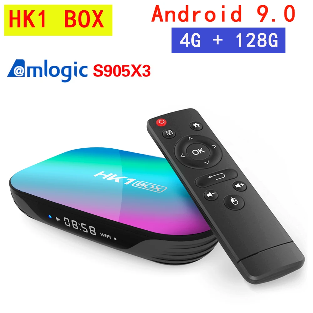 HK1 коробка Android 9 0 ТВ 4 Гб 32/64/128 ГБ Amlogic S905X3 8K 2 4G &amp 5G двойной Wifi Youtube Netflix HD 1000M