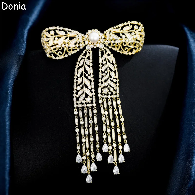 

Donia Jewelry Fashion Copper Micro Inlay AAA Zircon Fringe Brooch Bow Brooch Coat Accessories Scarf Bag Luxury Pin