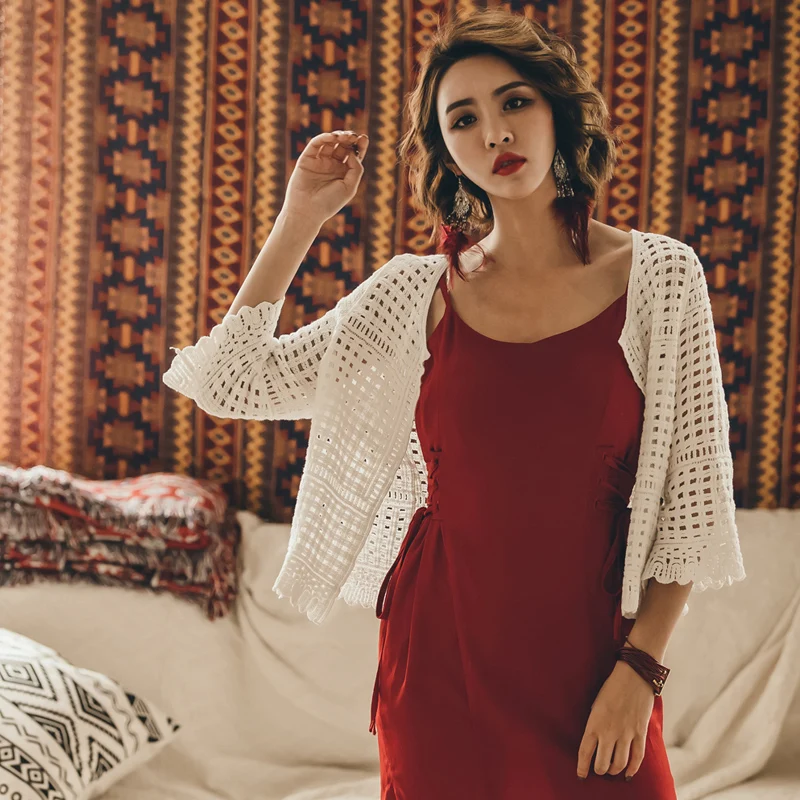 

2020 New Thin Sweater Cardigan Women Silk Linen Spring Summer Lace Up V-neck Short Design Loose Cape Cardigans Outerwear Female