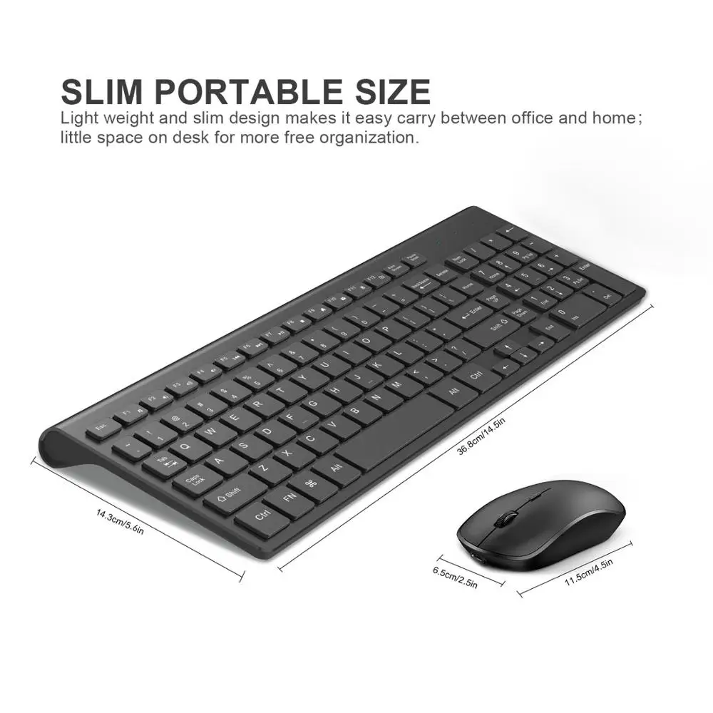 2.4G Rechargeable Wireless Keyboard and Mouse Thin Keyboard Mouse Combo Set For Notebook Laptop Mac