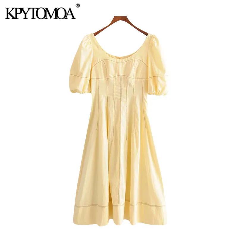 KPYTOMOA Women 2020 Chic Fashion Patchwork Ruffle Midi Dress Vintage Square Collar Lantern Sleeve Female Dresses Vestidos Mujer KPYTOMOA Women 2020 Chic Fashion Patchwork Ruffle Midi Dress Vintage Square Collar Lantern Sleeve Female Dresses Vestidos Mujer