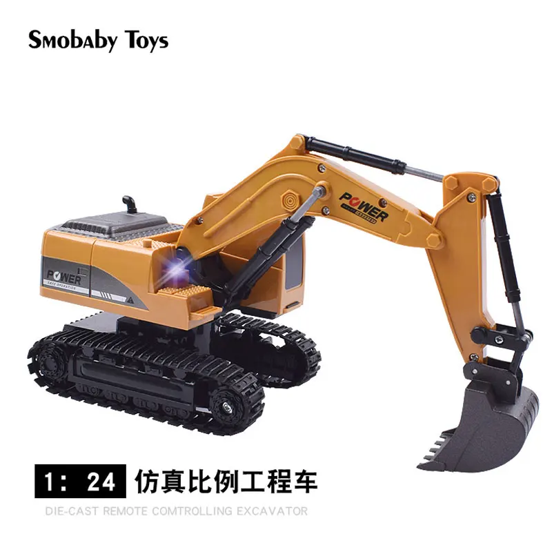 RC alloy 1 24 excavator real remote control car engineering vehicle model toy five channel excavator 2