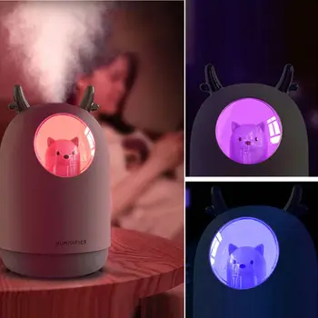 

300ml Bear LED Ultrasonic USB Air Humidifier Aroma Essential Table Oil Diffuser