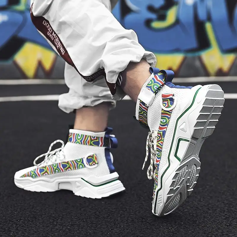 

Online Celebrity Celebrity Style INS Fashion Week Catwalk Models MEN'S SHOES Casual Fly Woven Hight-top Athletic Shoes Old Man S