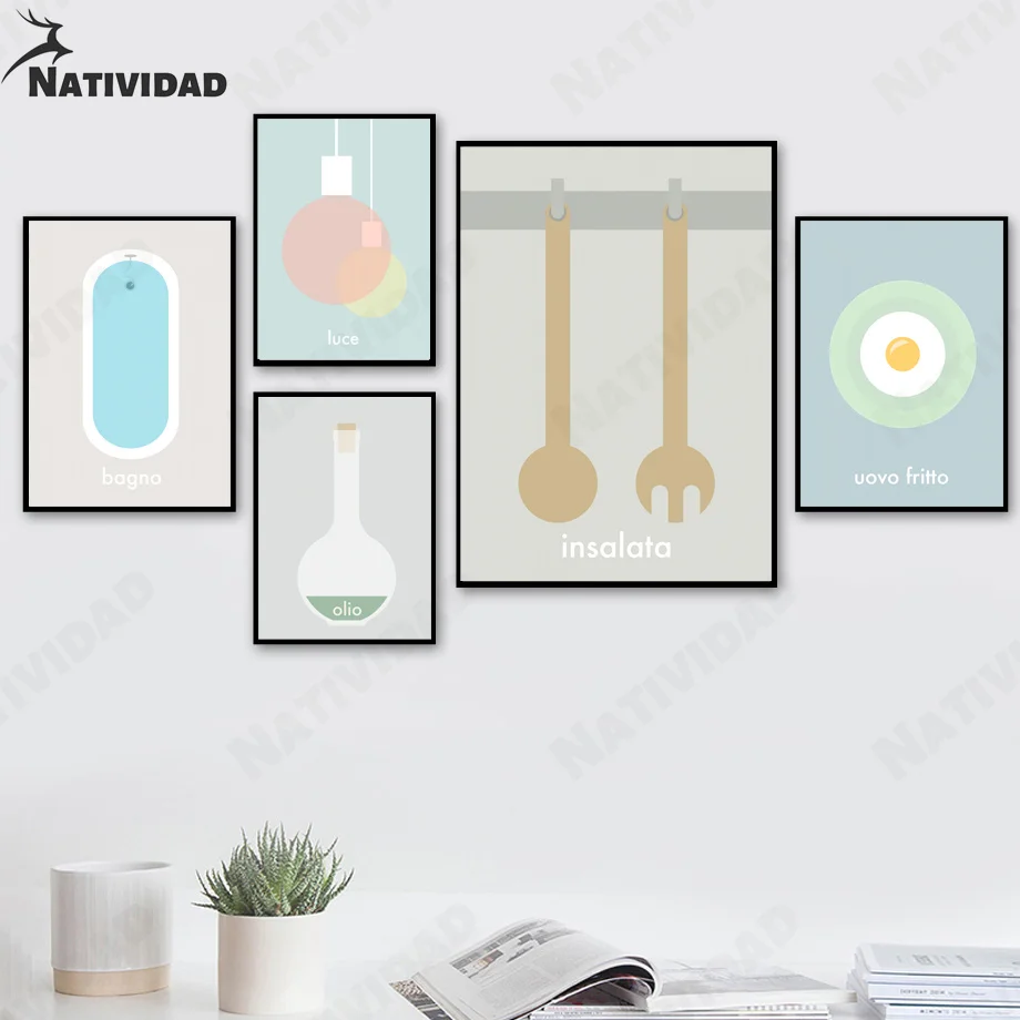

Cute Korean Style Kitchen Utensils Painted Picture Print Poster Macarons Color Girl Bedroom Kitchen Dining Room Home Decoration