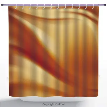 

American Shower Curtain/Copper Decor,Abstract Colors in Wavy Composition Energy Fantasy Romantic Tender Curves Decorative,Orange