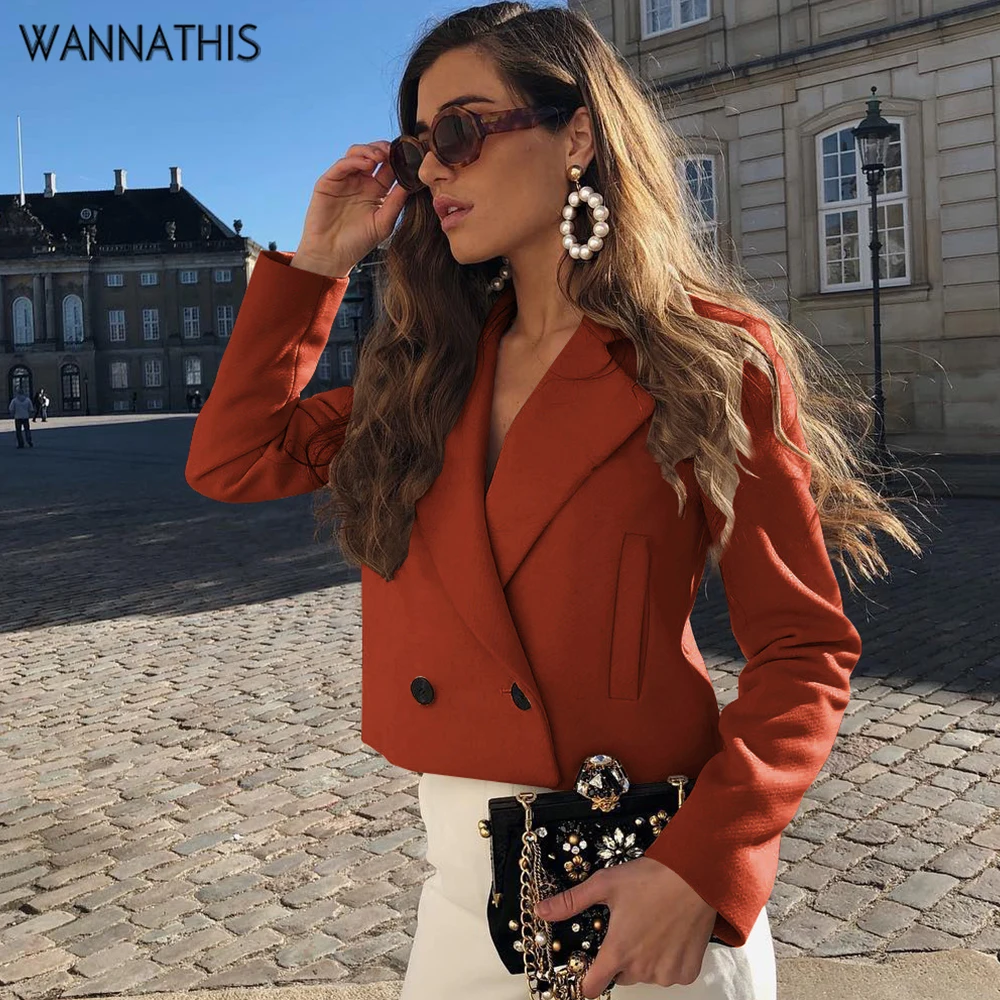 

Wannathis Women New winter clothing V-Neck Jacket Female Short Slim Woolen Coat Short Overwear Double Button Solid Warm Coat